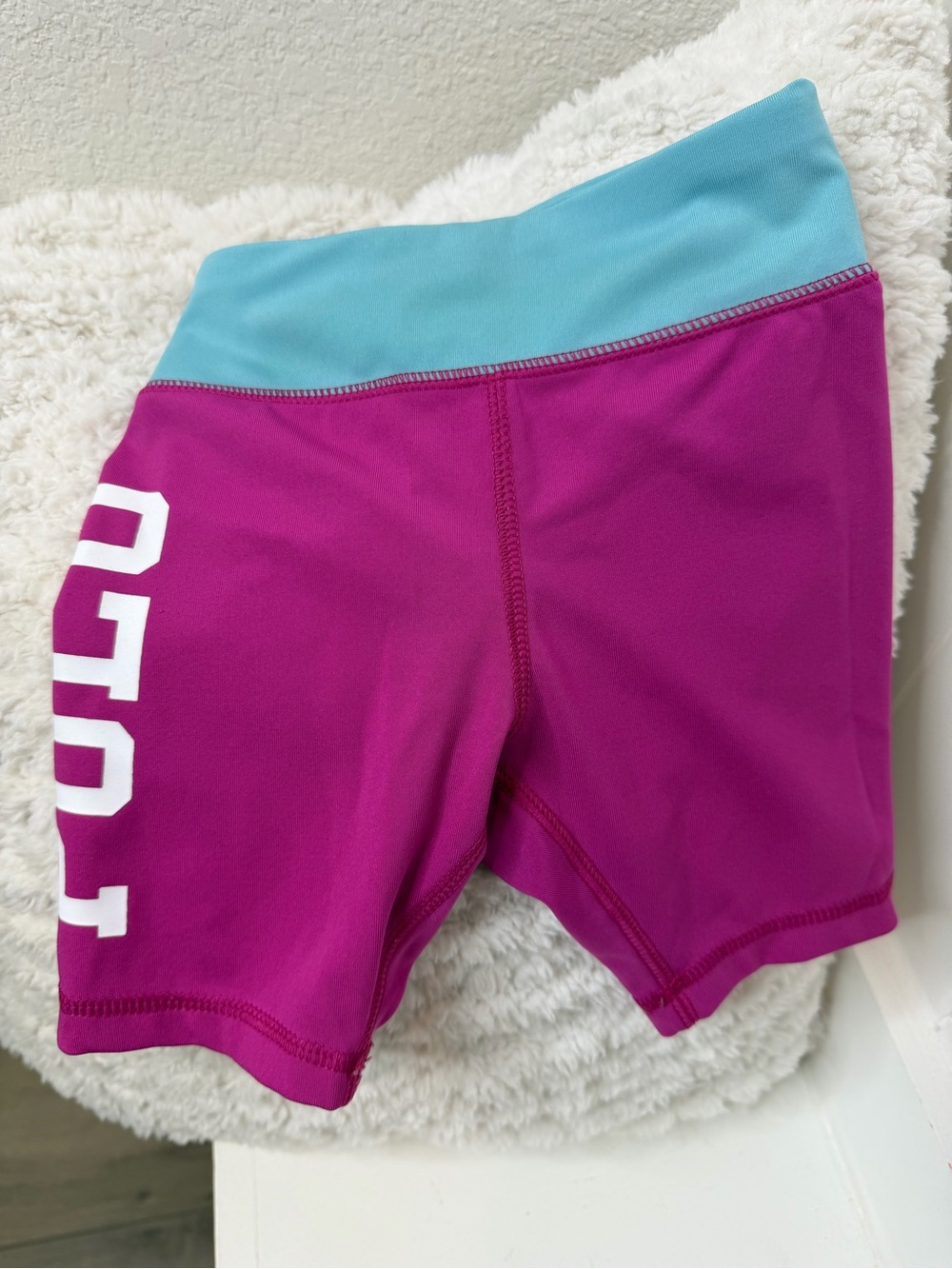 Polo by Ralph Lauren Magenta Bike Shorts with Light Blue Waistband